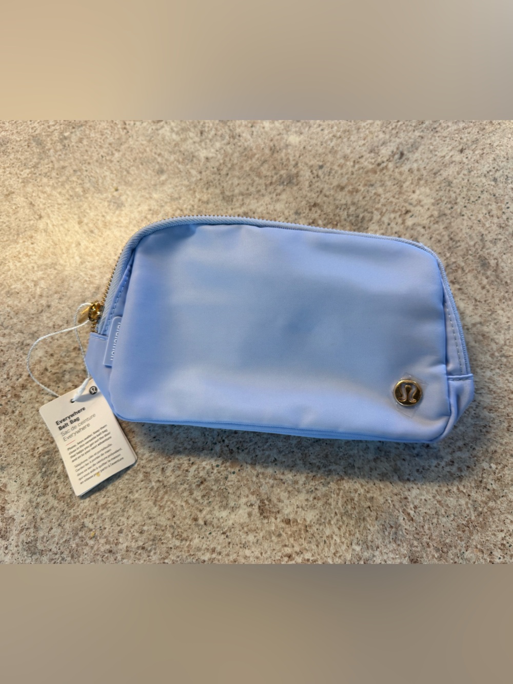 lululemon athletica Powder Blue Cosmetic Pouch with Gold Accent